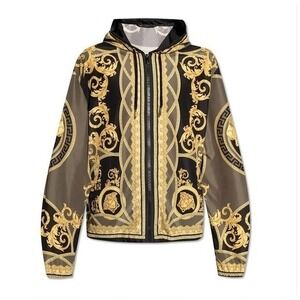 Versace Men's Baroque print technical fabric windbreaker jacket, 50-Med